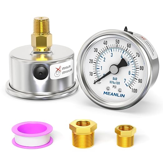 MEANLIN MEASURE 0~100Psi Dry Pressure Gauge Stainless Steel 1/4" NPT 2" FACE by MEANLINMEASURE
