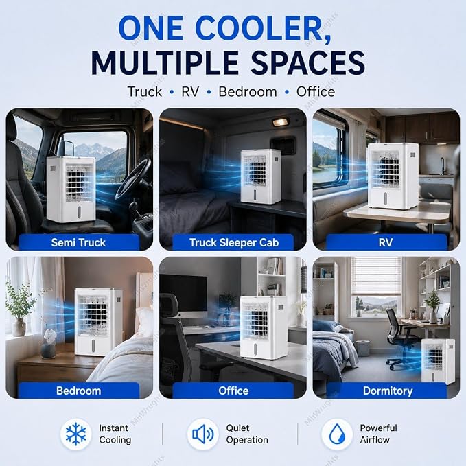 Mini Evaporative Air Conditioner, 12V/24V Portable Air Cooler - Image 7