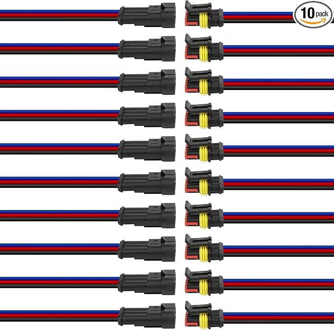 10Pcs 3 Pin Connector, 16AWG Car Waterproof Electrical Connector, Quick by BFXM