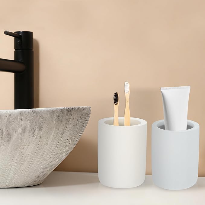 Toothbrush Holder, Diatomite Bathroom Organizer, Toothbrush & Toothpaste Holder Cup, Vanity Storage Solution for Bathrooms, Beige, 1Pc