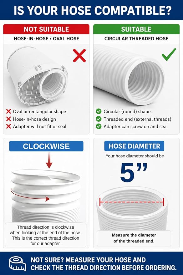 Portable AC Vent Kit for Door or Wall, Exhaust Hose Adapter - Image 2