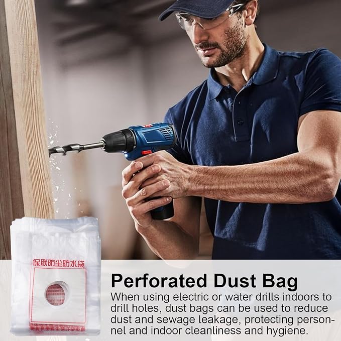 Electric Hammer Dust Bag – Drill Dust Sealr, Hole Saw Catcher | 100PCS Fine - Image 2