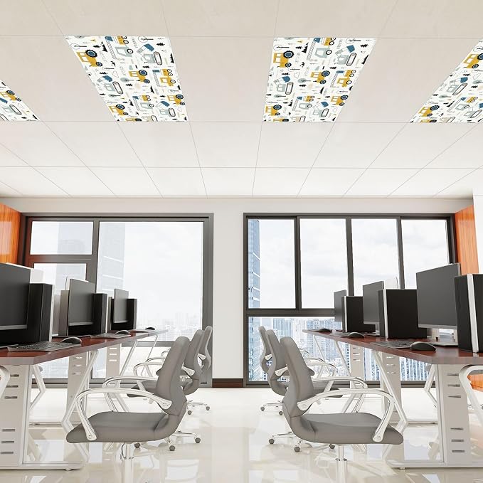 6 Pcs Fluorescent Light Covers for Ceiling Lights Colorful Construction Vehicle - Image 3