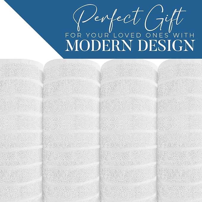 DAN RIVER Pack of 2 Bath Sheet 35x70 Inches, Super Soft Quick Dry Ribbed Cotton Towels, Luxury Oversized White Bath Towels