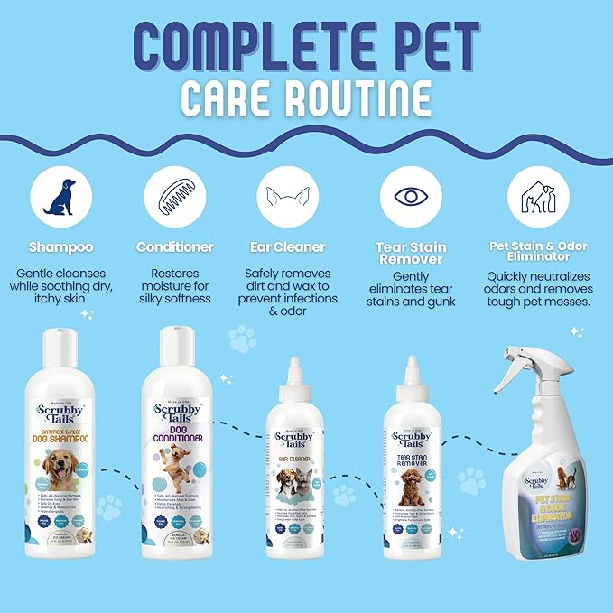 Organic Dog Shampoo - Puppy Oatmeal Shampoo for Itchy Skin Relief - Hypoallergenic for Sensitive Skin, for Dogs of All Ages, Deodorizes, Tearless, Made in USA, 16oz (Lavender)