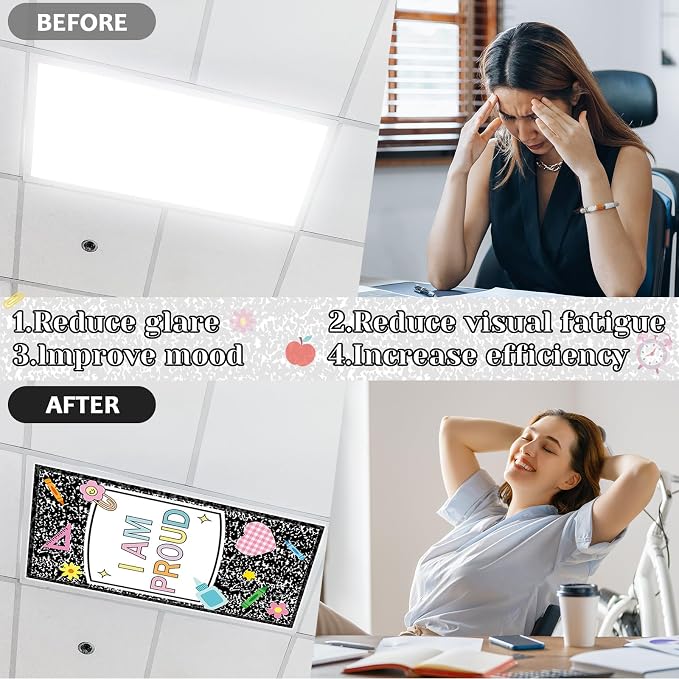 8 Pcs Fluorescent Light Covers, 4x2 Feet Magnetic Light Cover Fluorescent - Image 4