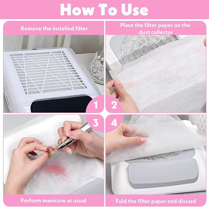 100 Pcs Nail Dust Collector Filter No-Spilling Filters Replacement Paper - Image 5