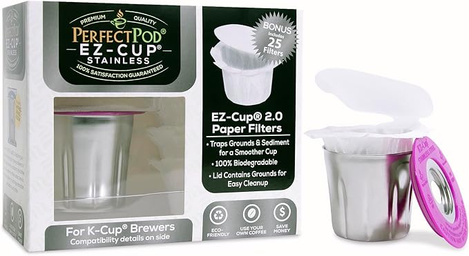 EZ-Cup Stainless Steel 1-Stream Reusable K Cup Coffee Pod by PerfectPod