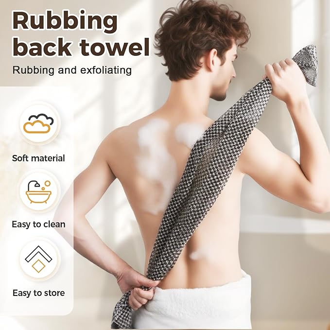 Exfoliating Shower Towel, 2026 Upgraded Exfoliating Washcloth, Body Back Scrubber for Shower, Long Scrub Towel for Women Men Full Body Exfoliator (Pink)