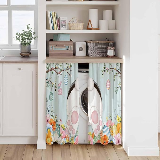 Easter Bunny Kitchen Tier Curtains 45 Inch Long 2 Panel Set, Rod Pocket Short - Image 7