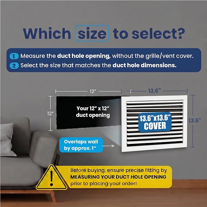 12x12 Aluminum HVAC Vent Cover Wall Ceiling Register 1-Way Air Flow - Image 2