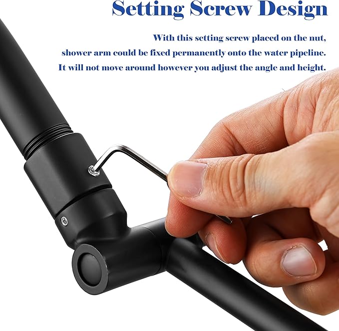 Matte Black Shower Head Extension - 13'' Adjustable Arm for Rain & Handheld, Locking Nuts, Universal Connector