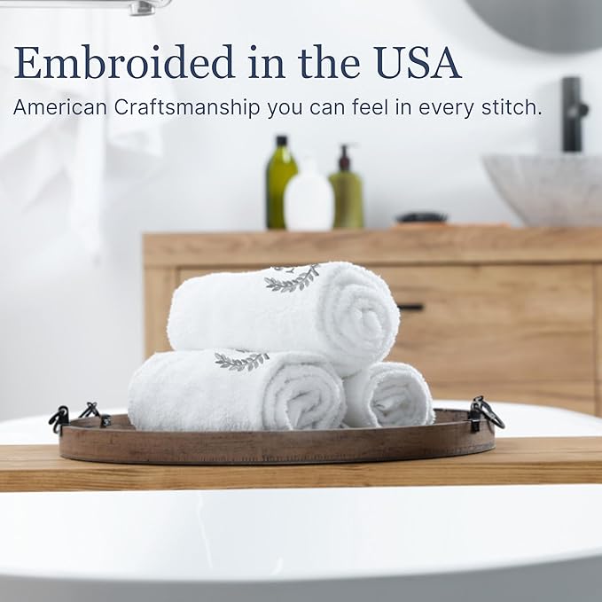 Decorative and Monogrammed Hand Towels for Bathroom Kitchen Makeup | Personalized Gift for Wedding-Bridal | Roman Font Custom Luxury Turkish Towel | Spa Collection, Oversized, 16 X 30 Inch, Set of 2