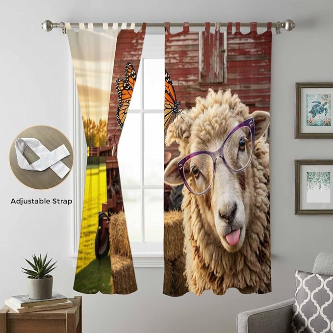 Farm Sheep Living Room Curtains 96 Inch Length, Window Curtains Tab Top - Image 5