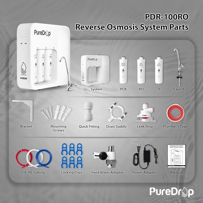 PDR-100RO 3-Stage Under Sink Reverse Osmosis Drinking Water Filtration System - Image 8