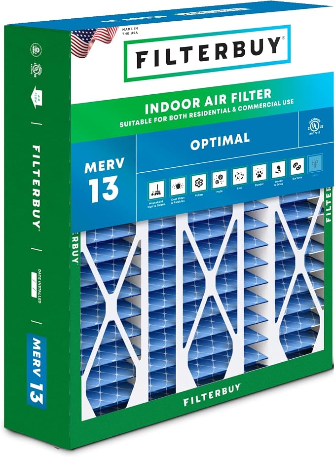 Filterbuy 20x25.25x3.5 Air Filter MERV 13 Optimal Smoke & Allergy Defense by Filterbuy