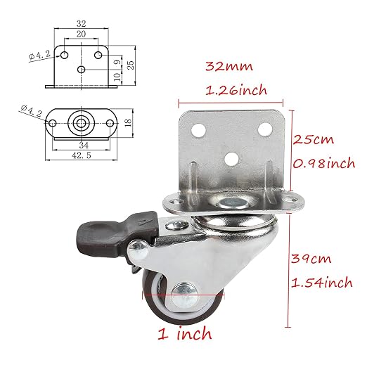 HOWDIA 1" Swivel Plate Caster Wheels - Image 2