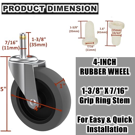 RILIDRI 4-Inch Swivel Stem Caster - Image 2