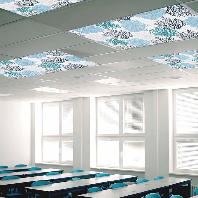 3 Pack Fluorescent Light Cover for Classroom Ceiling Light, Nautical Coastal - Image 2