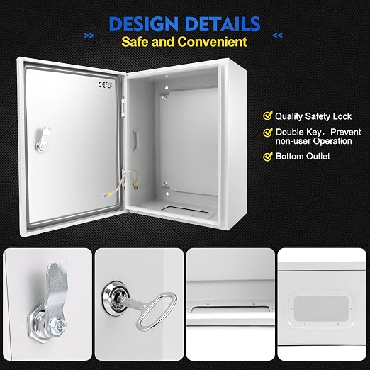 Outdoor Electrical Box, Steel Junction Box 12 x 10 x 6'', NEMA 4X Electrical - Image 4