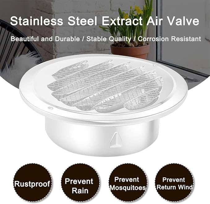 Zonon 18 Pcs Stainless Steel Soffit Vents 4 Inch Round Dryer Vent Cover - Image 6