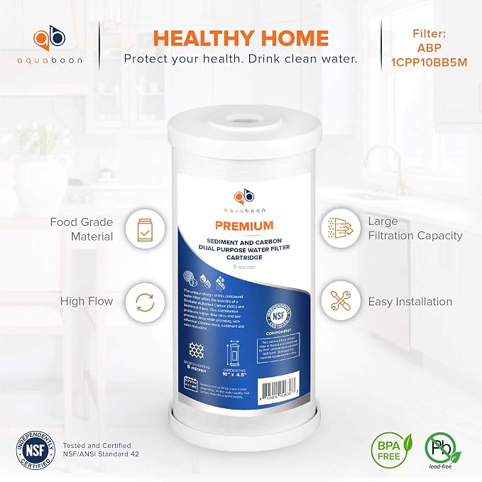 Aquaboon 5 Micron 10 x 4.5 Whole House Water Filter Replacement Cartridge - Image 4