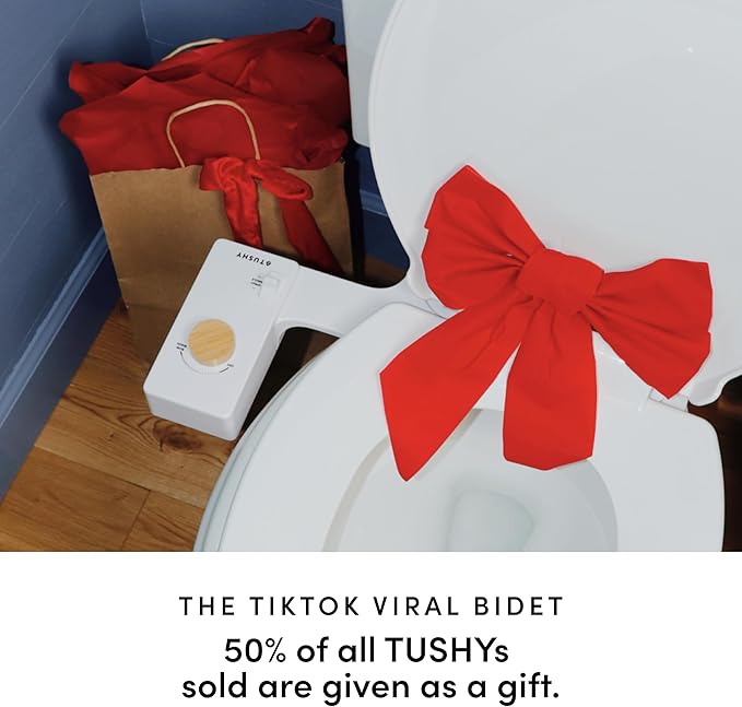TUSHY Classic 3.0 Bidet | Slim Universal Toilet Seat Attachment. Simple Install <10 Minutes. Non-Electric Self Cleaning Water Sprayer with Adjustable Pressure Nozzle and Angle Control (Biscuit/Bamboo)