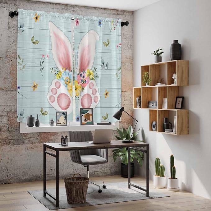 Easter Window Curtains 63 Inch Long 2 Panel Set, Rod Pocket Bedroom Curtains & - Image 6
