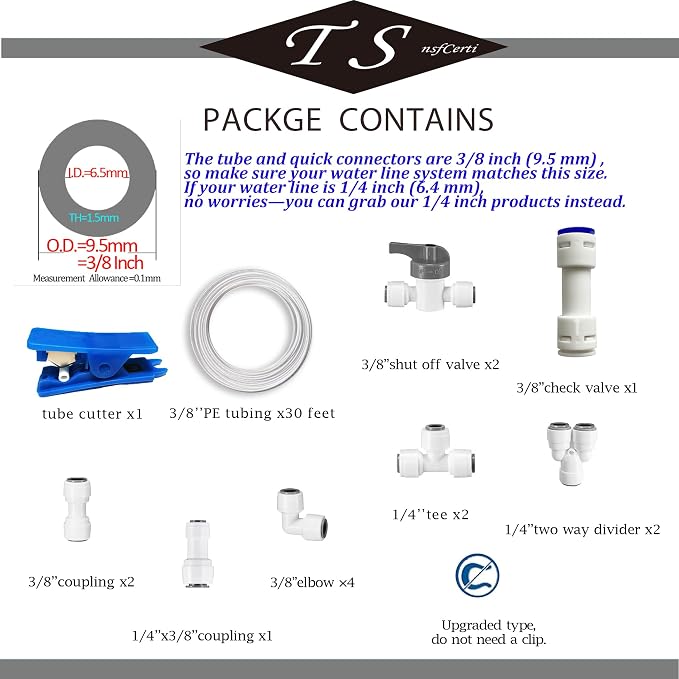 NSF 3/8" inch Water Line Tubing and Push to Connect Fittings - Image 2