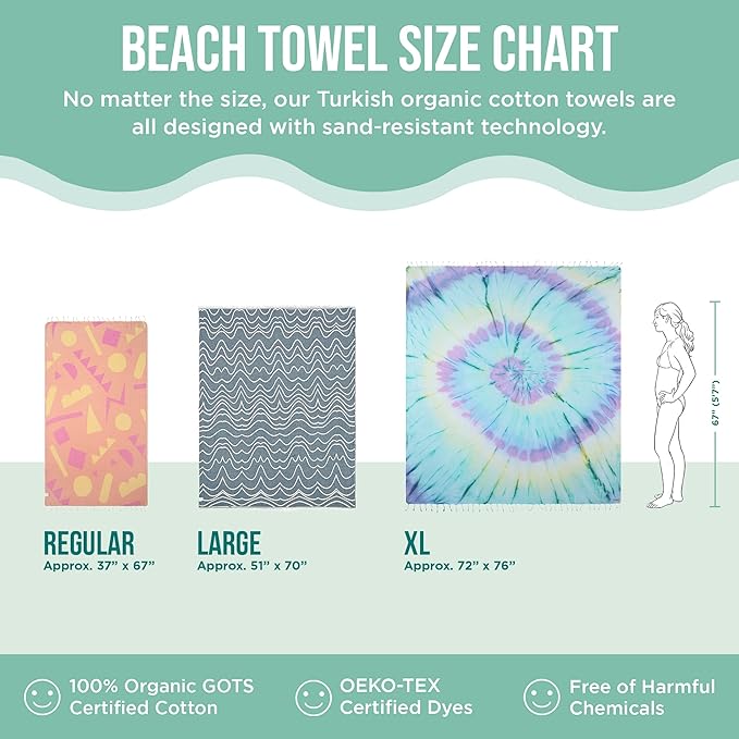 Sand Cloud Extra Large Turkish Beach Towel - Free 100% Organic Cotton Yarn Quick Dry for Beach, Picnic, Blanket or Bath As Seen on Shark Tank Marine Life (Crush Turtle Teal)