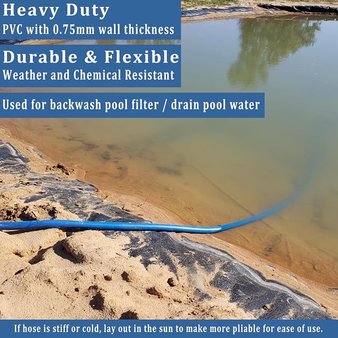 Pool Backwash Hose 2 inch × 50 ft Thicken Blue Water Discharge Pipe Lay Flat - Image 5