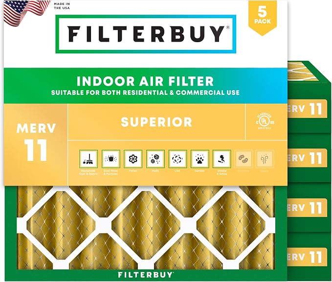 Filterbuy 24x24x4 Air Filter MERV 11 Superior Pet & Allergy Defense, by Filterbuy