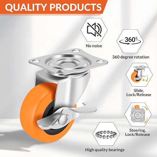 2.5 Inch Caster Wheels, Casters Set of 16, Heavy Duty Caster - Image 5