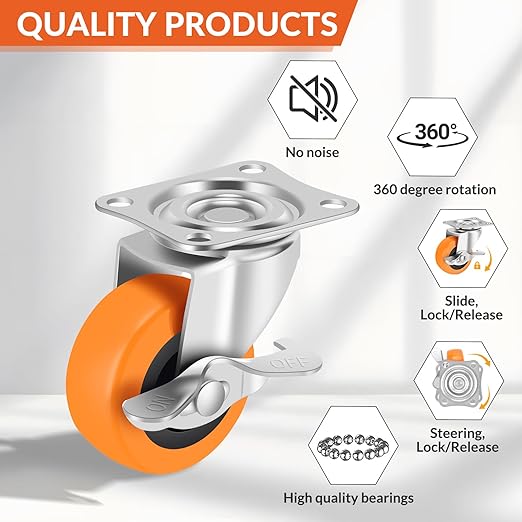 3 Inch Caster Wheels, Casters Set of 8, Heavy Duty Caster - Image 4