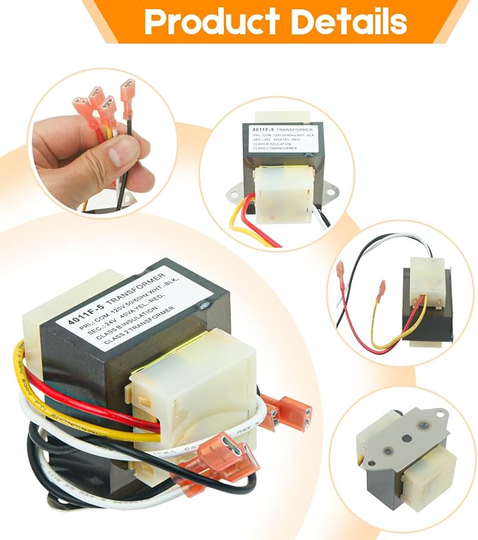 Replacement HVAC Transformer 120 to 24V 40VA #46-24124-06 - Image 4
