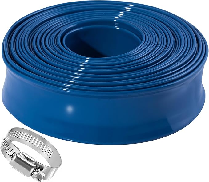 Pool Backwash Hose 2 inch × 50 ft Thicken Blue Water Discharge Pipe Lay Flat by ZY-hosetube