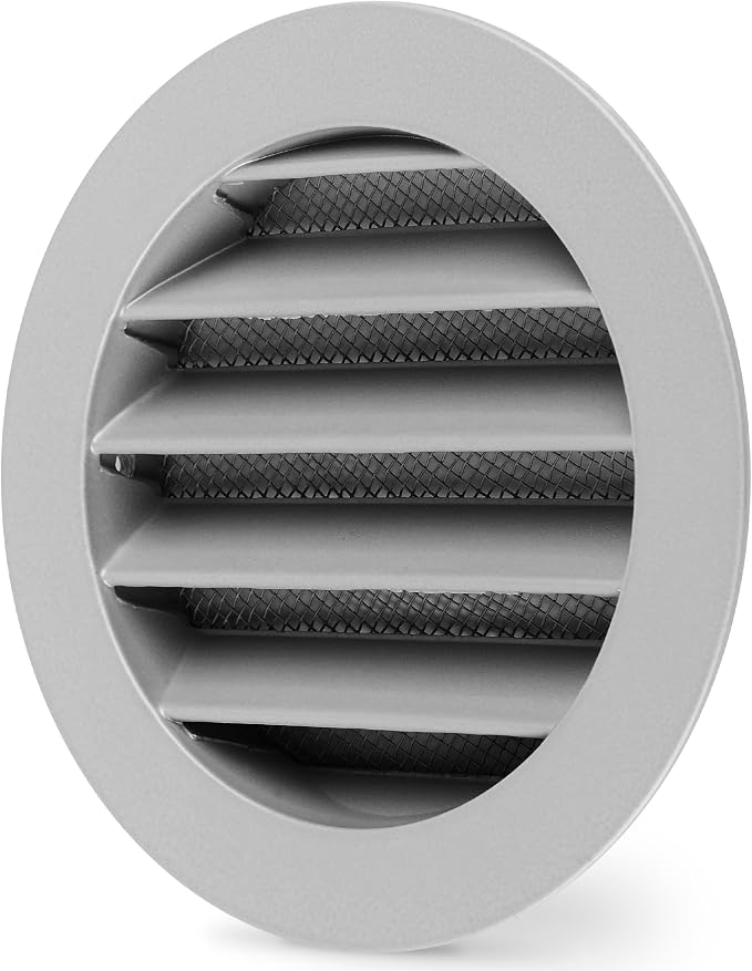 calimaero® WSGG 4" Inch Gray Round Metal Air Vent Grill Cover Flat Louver by Calimaero