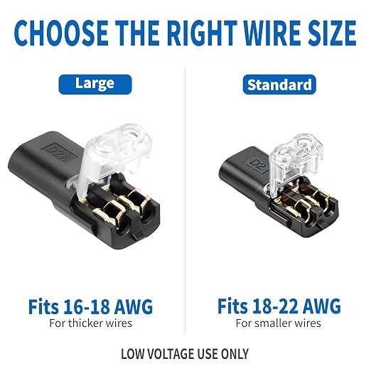 Double Wire Plug in Connector, 30 Pack, 18-22 AWG, 2Pin Lock Strip Connector - Image 2
