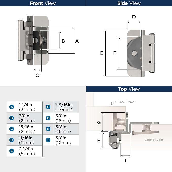 Amerock BPR870026 | Cabinet Hinge | 3/8 in Inset Double Demountable | Polished - Image 4