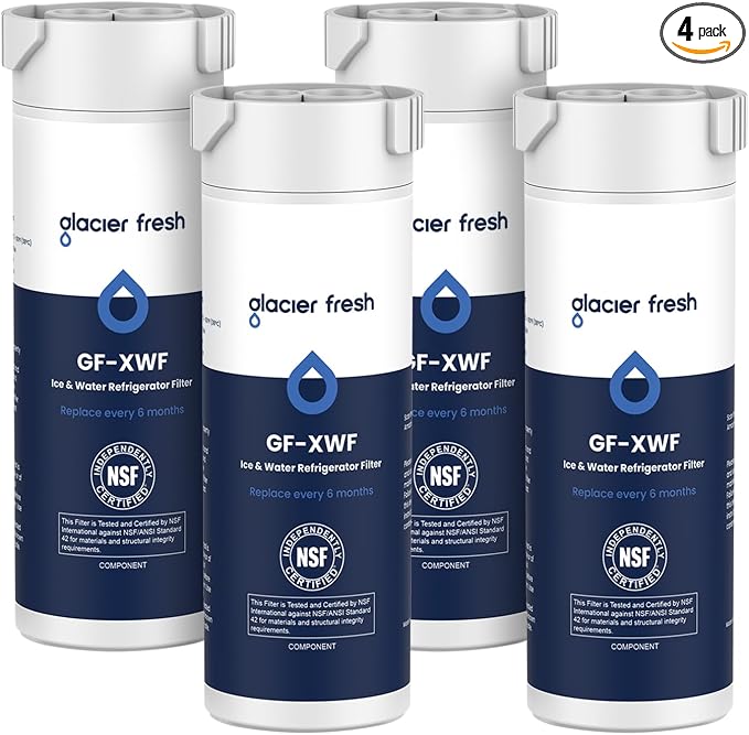 GLACIER FRESH XWF Replacement for GE XWF Refrigerator Water Filter Pack of 4 by GLACIERFRESH