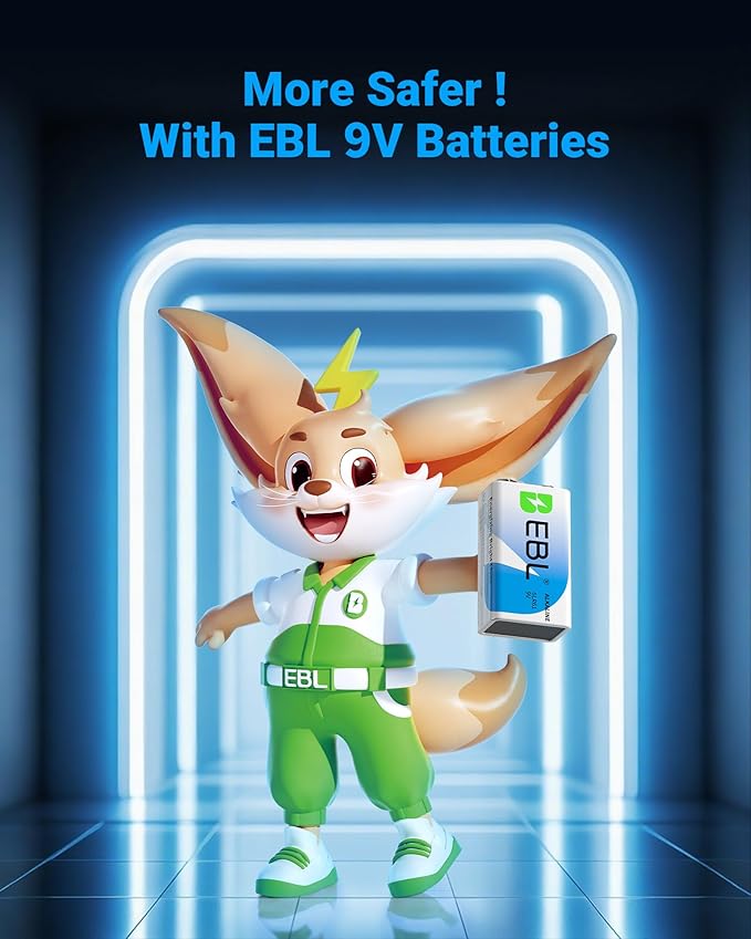 EBL 9 Volt Batteries 12 Pack, 7-Year Shelf Life, Long-Lasting Alkaline 9V - Image 2