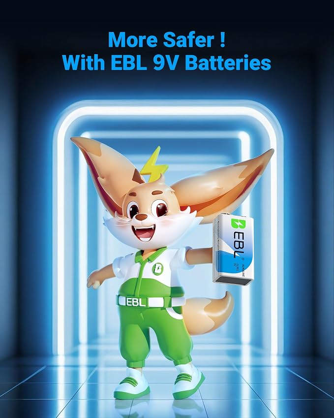 EBL 9 Volt Batteries 4 Pack, 9V Batteries Alkaline Power Ultra Long Lasting - Image 3