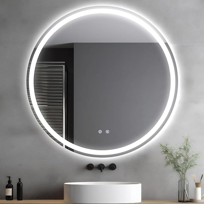 Vanity Mirror Round Illuminated LED Bathroom Mirror by Unknown