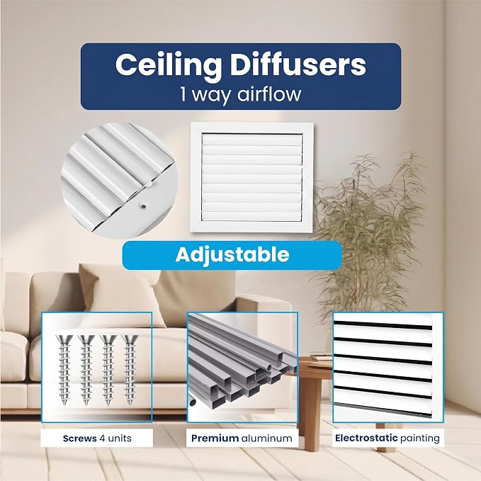 10x12 Aluminum HVAC Wall Register Air Vent Cover Ceiling 1-Way Airflow - Image 4