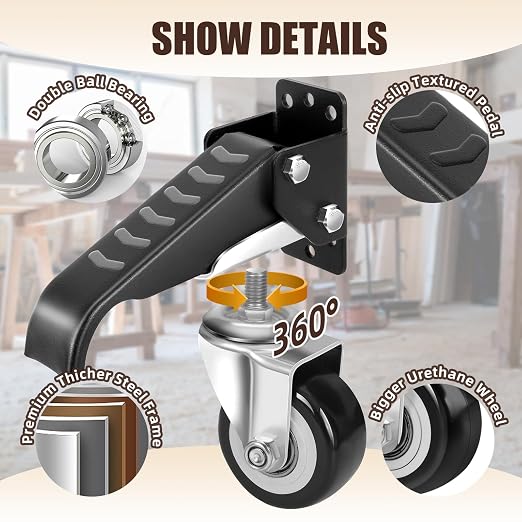 SPACECARE Workbench Casters kit 900Lbs Heavy Duty Quick Release 2 Mounting - Image 5