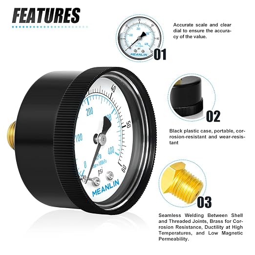 MEANLIN MEASURE 1/4" NPT 0-60Psi Swimming Pool Water Pressure Gauge 2" FACE DIAL - Image 5