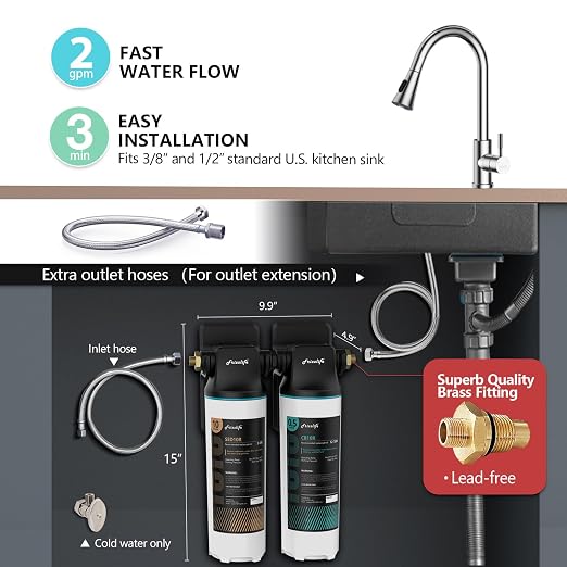 Frizzlife DW10 Under Sink Water Filter System, NSF/ANSI 53&42 Certified Elements - Image 3