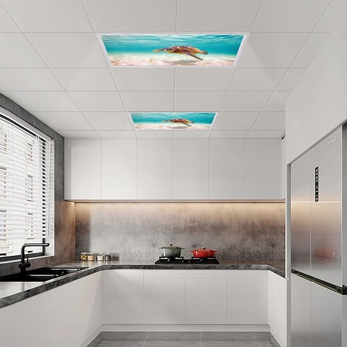 2 Pack Fluorescent Light Covers 4 X 2 Feet Sea Turtle Magnetic Light Cover - Image 8