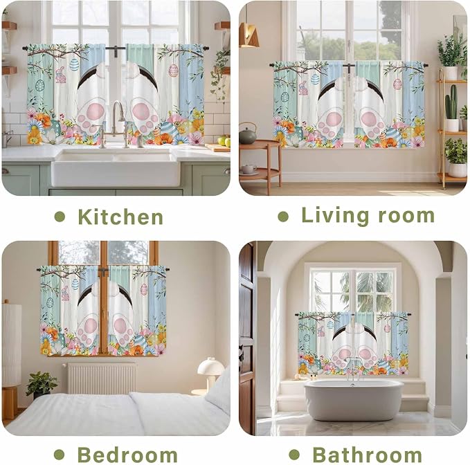 Easter Kitchen Curtains 54 Inch Long 2 Panel Set, Rod Pocket Window Curtains - Image 8