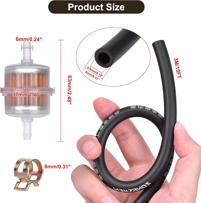 3/16 ID Fuel Line 10 Feet with 2Pcs Fuel Filters - Image 3